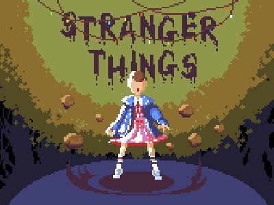 Stranger Things 8bit eleven game art minimalism nes netflix pixel pixelart stranger things