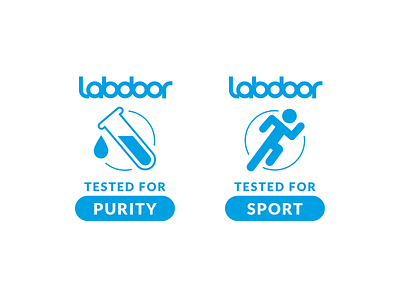 Purity and Sport Certification Seals blue certification icon icons lab minimal print science seal simple sticker test