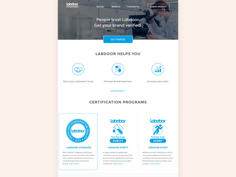 Labdoor For Brands Landing Page by Sherzod Max on Dribbble