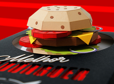 Time Out - Uber Eats Food Battle 2019 (Paper Craft) (detail) burguer hamburger handmade paper papercraft papercut photography time out timeout