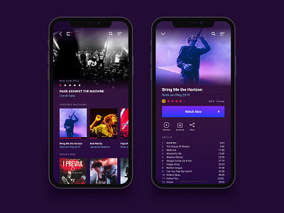 Concert android app bands concert interface ios live mobile music show shows streaming ui ui design