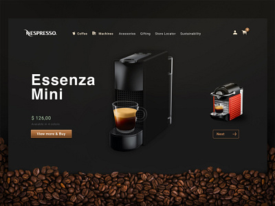Nespresso website redesign – Desktop (concept) coffee concept dark dark mode dark ui e commerce landing page nespresso product responsive shop shopping ui website
