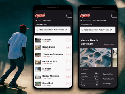 rideskate android app ios mobile search skate skateboard skateboarding spot ui ux