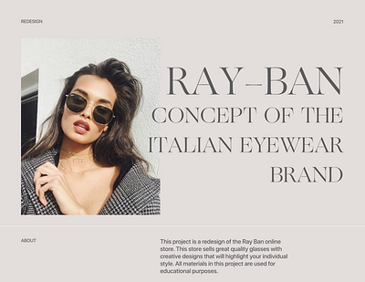 Ray-Ban concept of the Italian eyewear brand branding design illustration online shop online store shop store typography ui ux web