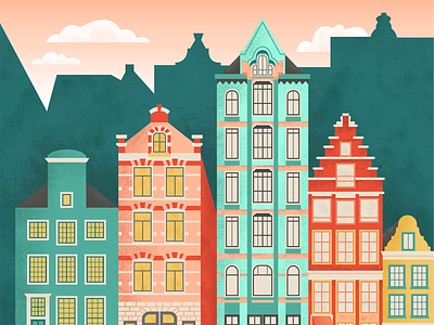 Amsterdam Illustration amsterdam city colorful flat illustration texture travel