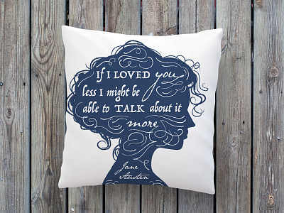 Illustrated Quote | Jane Austen antique literary literature quote silhouette swashes typography vintage