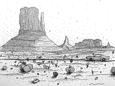 Utah americana desert dirt gto handdrawn illustration muscle rocks stippling v8