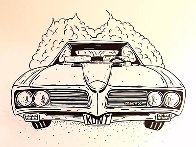 The Judge americana gm gto handdrawn mural muscle pontiac sharpie stipple v8 wall wallpaint