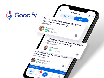 Goodify - Become a superhero today! android design good deeds good vibes good will help helping iphone support ui ux