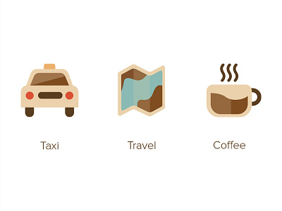 Web App Icons app coffee flatdesign icons set taxi travel vector