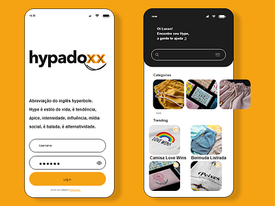 Login e Home UI Design - Hypadoxx App app ecommerce app home screen homepage logo signin ui ui design