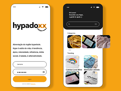 Login e Home UI Design - Hypadoxx App