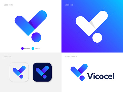 Letter (v + i) Logomark  | Vicocel Logo Design (unused for sale)
