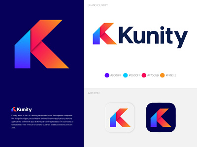 K Letter Logo | Kunity Logo Design 2d abstract app logo branding agency branding and identity branding design colorful logo gradient logo k letter logo k logo k monogram kunity lettermark logo and branding logo design logo designer logo mark logos modern logo typhography