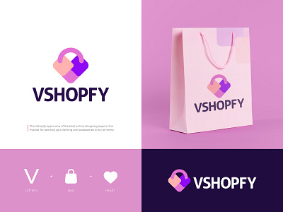 Vshopfy online shopping app logo branding