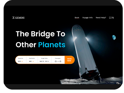 HeroSection Space travel agency design hero illustration ui ux web