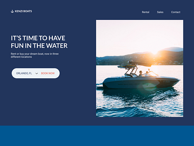 HeroSection for a boat website hero landing page ui ux web