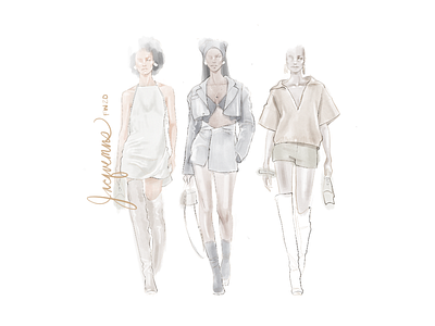 Jacquemus fall winter 2020 fashion flat illustration line work paint runway tonal