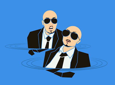 Two Pitbulls Chillin in a Hottub digital illustration graphic design illustration minimal pitbull vector