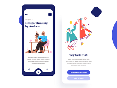 Course App branding course app design flat illustration learning minimal typography ui ui design