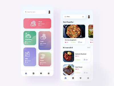 Food Recipe App - With File foodapp foodrecipeapp typography ui ui design uidesign uiux