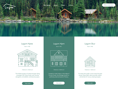Lagom Cabins branding cabin hotel illustration ui ux web