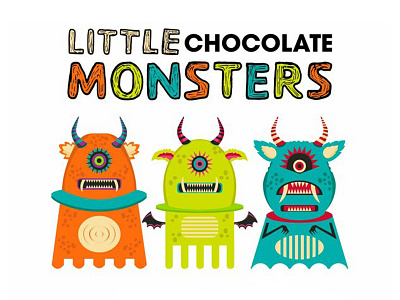 Little Chocolate Monsters branding characters chocolate digital digital art drawing graphic design illustration monsters packaging pantone typography