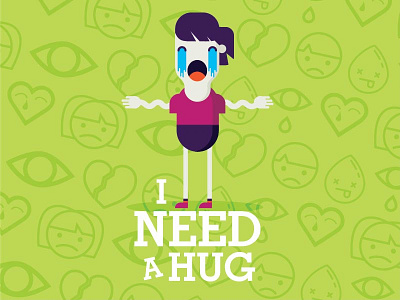 I NEED A HUG flat design graphic design illustration mobile app uiux