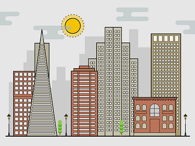 » A DAY IN A LIFE | Illustration Series building city cityscape graphic design illustration san francisco sf street tech