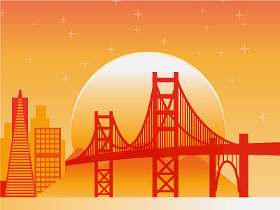 Roadtrip | San Francisco building downtown flat illustration golden gate bridge gradient graphic design orange road trip