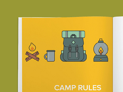 Win Guidebook 2015 bag book camp fire flat illustration graphic design guidebook layout magazine shots