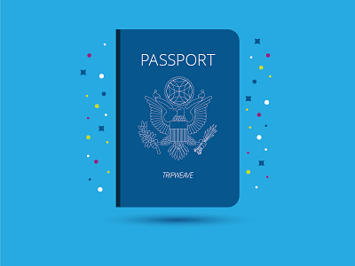 TripWeave | Passport america blue eagle flat illustration passport stars travel trip vacation vector