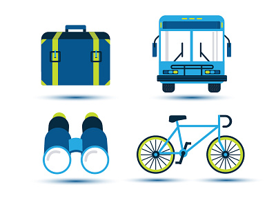 TripWeave | Travel Icons 2 bicycle bike binoculars bus flat design graphic design illustration luggage