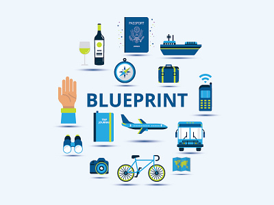 TripWeave | Travel Icons airplane bicycle boat bus flat design graphic design illustration luggage map passport ship travel