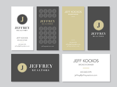 Jeffrey Realtors branding business card gold foil identity logo logotype realtors