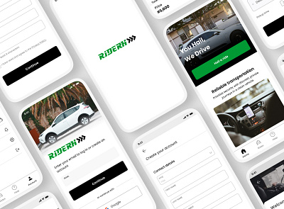 RiderH - Ride Hailing App branding graphic design product ui