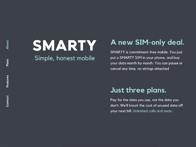 Smarty mobile plans concept animation gif mobile motion mvno pay as you go plans scroll scrolling smarty