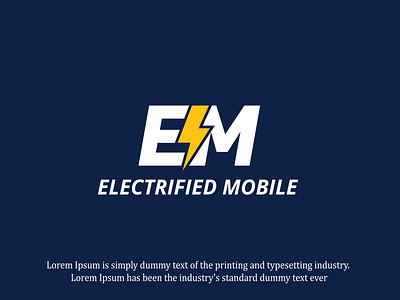 E and M lettermark Power Energy logo design