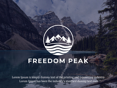 Freedom peak Adventure Mountain River logo design adventure creative logo graphic design hiking lake logo minimalist logo mountain outdoor river tourism