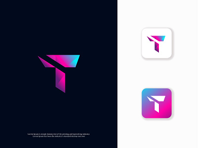 T letter Symbol Gradient logo design