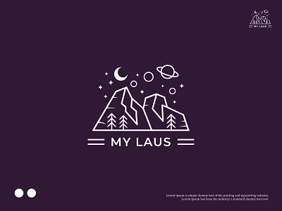 My Laus Mountain line art logo design