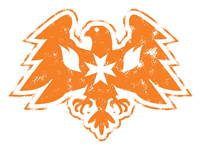 Maltese Falcon Graphic cartoony crest cross falcon fire flame maltese orange seal stamp stove stylized