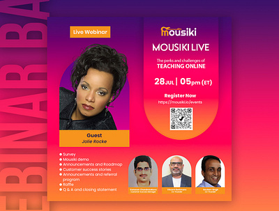 Mousiki Live Webinar banner branding email banner graphic design illustration minimal ui web banner