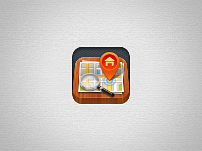 Real Estate Icon house icon ios magnifier map pin real estate wooden