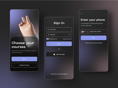 Daily UI 001 - Studying app, sign up, verification