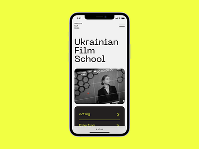Ukrainian film school UFS branding design film film school main page ui ukraine ux vector