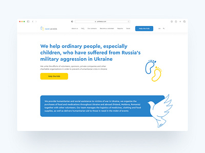 Charity foundation branding charity charity foundation design foundation help kids kids main page ui ukraine ux war