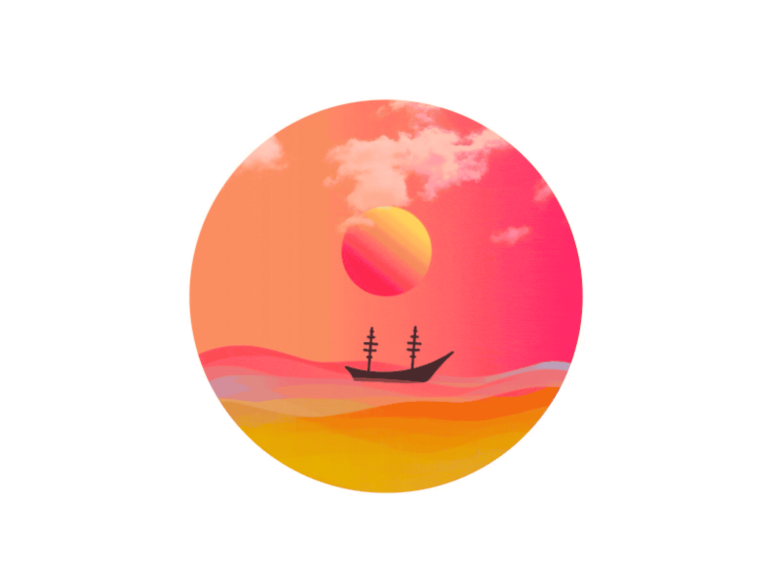 Sunset Sea & Ship animation animation after effects design flat illustration minimal sea sunset vector web