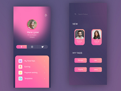 Mob app app design application clean design colors design photoshop profile ui ux