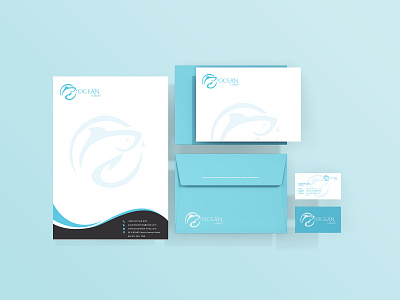 Ocean Fisheries Branding branding branding design business card clean clean design design flat illustrator letterhead letterhead design minimal photoshop